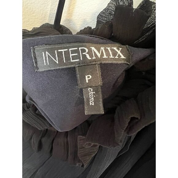 Intermix Ruffled & Pleated Black Chiffon Halter Top Blouse In Size P - Picture 8 of 10